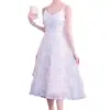 Vestido de Verano 2026 Ajustado al Cuerpo con Cuello en V Estilo Hada Cintura Ceñida Sexy con Tira de Flecos y Plumas para Mujeres Petites