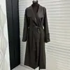 Colección de otoño ZLS: nueva chaqueta de cuero elegante de estilo francés, de manga larga, con cuello grande y cintura entallada para mujer