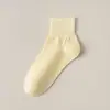 Calcetines de verano para mujer, color liso, sin costuras, calcetines finos de algodón, color dopamina, calcetines de maternidad simples con borde suelto