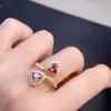 Anillo de Cristal Cultivado Alexander Piedra Principal Limpia 6mm Anillo de Valor Tamaño Ajustable! Plata S925 Incrustada