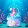 Cartón tarjeta cuero delfín de agua niño bola de cristal brillante caja de música escritorio adornos lindos waterpolo regalos al por mayor