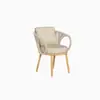 Villa Nórdica Silla de Comedor de Madera Maciza Terraza de Ocio Mesa Redonda de Teca Balcón al Aire Libre Mesa y Silla de Té Silla Creativa de Ratán Juego de Tres Piezas
