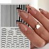 Nuevas pegatinas de uñas transfronterizas con diseño de línea francesa, pegatinas adhesivas para uñas con ondas de sonrisa, venta al por mayor
