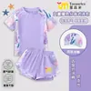 Traje de baño de dos piezas para niña con gorro de natación liso a juego