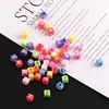 6mm Coloridas Cuadradas Inglesas Alfanuméricas de Resina Sueltas para Pulsera DIY Hecha a Mano Cuentas Espaciadoras Material de Accesorios
