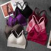 Comercio Exterior Moda Tejido de Punto con Hilo Set de Sujetador Deportivo Elástico Alto Envoltura de Burbujas Ropa Interior para Correr Sexy Conjunto de Shorts que Cubren la Cadera