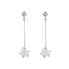 Pendientes de Flor de Hielo de Circonita de Cristal Elegantes de Alta Gama Moda Pendientes Simples Versátiles para Mujer Pendientes Coreanos Frescos Creativos de Moda