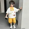 Conjunto de Camisa de Algodón Puro con Tigre Lindo de Verano para Niños, Conjunto de Dos Piezas de Camisa de Dibujos Animados de Manga Corta para Niños, Ropa Linda para Bebés