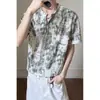 Camiseta de Manga Corta Tie-Dye para Hombre, Estilo Verano, Oversize, Estilo Old Money, Versátil, Corte Holgado, Cuello en V, Marca de Moda, Tallas Grandes, Fresca y Elegante