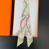 Bufanda de corbata estampada delgada de nuevo estilo para mujer, bufanda larga estrecha de seda estilo coreano para combinar con camisas, accesorio envolvente de moda