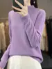 Suéter feminino de outono e inverno com gola alta discreta, mangas compridas, caimento solto, modelador, pulôver versátil, camisa base de fleece, top de tricô