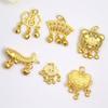 Colgante de Campana de Cerradura de Paz con Carácter de Fortuna de Oro Antiguo Encanto de Cerradura de Carpa Oro Arena DIY Collar Joyería Accesorios Venta al por Mayor