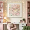 Sueño Floral Estilo Crema Americana Pintura Decorativa para Sala de Estar Cuadrada de Cabecera de Dormitorio Pintura al Óleo Pura Hecha a Mano Mural 3D