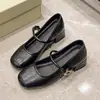 Zapatos Mary Jane Estilo Retro Francés Hebilla Única para Mujer 2026 Primavera/Otoño Nuevos Puntera Cuadrada Tacón Grueso Zapatos Pequeños de Piel Versátiles Individuales