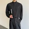 Nueva camisa larga de bambú estilo chino para hombre, chaqueta de cuello alto para primavera y otoño, camisa larga casual de alta gama