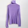 [No se aceptan devoluciones ni cambios en artículos con descuento] Suéter de punto de lana sin costuras de cuello alto para Otoño/Invierno, corte ajustado, que realza la figura y perfecto como capa base