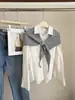 Cachecol de tricô triangular cruzado em mistura de lã para primavera e outono, xale decorativo com lantejoulas, acessório multifuncional