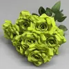 Flores de Rosa Artificiales de Tallo Único para Comercio Exterior, Disponibles en Múltiples Colores, Rosas de Esquina de 9 Cabezas, Flores Artificiales para Decoración de Fondos, Flores Falsas Disponibles para Venta al por Mayor