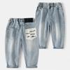Ropa para Niños 2025 Primavera y Otoño Nuevos Jeans para Niños Mayores, Jeans Elegantes Sueltos de Color Sólido con Letras