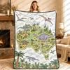 Manta con diseño de mapa de animales transfronterizo, hecha a medida, superventas en Amazon para niños y adultos, manta para pintar y garabatear a mano DIY
