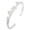 Pulseira Criativa Flor de Ameixa Banhada a Prata Flor de Cerejeira Aberta Feminina Retrô Duas Cores Flor Pulseira Joia de Prata Artesanal Joia Personalizada Atacado