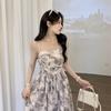 Vestido elegante con estampado de té Pure Desire para mujer, verano 2024, nueva falda larga francesa adelgazante con cintura ajustada.