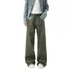 Jeans Masculino Americano Tendência Desgastado Cor Sólida Solto Perna Reta Primavera Outono Retro Simples Versátil Casual Calça Longa