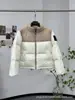 Putian Alta Versión 82B Corta Kendall Chaqueta de Plumas Cuadros Grandes Mujer Cintura Alta Cuello Alto Chaqueta Pan Bolso Pequeño