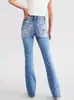 Pantalones Largos de Mezclilla Elástica Ajustados con Doble Botón Estilo Primavera/Verano 2026 Cross Europe Bordados Jeans para Mujer