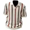 Suéter de Punto Grueso Hueco para Hombre Verano 2026 con Rayas Verticales y Bloques de Color, Camisa Polo Casual de Punto