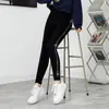 Novedad de Primavera Moda Leggings con Incrustaciones de Diamantes Ropa Exterior para Mujer Leggings Cálidos Forrados de Felpa Talla Grande Ajustados Pantalones hasta el Tobillo