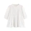 Camisa Feminina Casual Francesa Elegante Solta com Pregas e Renda, Estilo Europeu e Americano, Nova Moda 2026