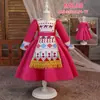 Vestido Nuevo Estilo al por Mayor para Niños, Vestido de Satén Estampado, Vestido Abullonado de Manga Larga que Favorece la Figura