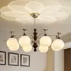 Lustre Francês Vintage Estilo Bambu para Sala de Estar, Nova Luminária Principal Projeção Estilo Retrô Creme, Iluminação Estética Estilo Song para o Hall