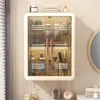 Estante de Almacenamiento para Baño Montado en la Pared Organizador de Cosméticos Gabinete de Pared por Capas Gabinete de Pared para Baño sin Taladro