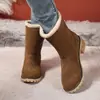 Comercio exterior europeo y americano talla grande 2026 invierno nuevo botas de nieve de felpa con tacón grueso para mujer, botas cortas de toalla cálidas, zapatos de algodón para mujer