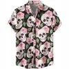 Camisa Casual de Manga Curta com Gola Nova para Homem Amazon Transfronteiriça Camisa com Estampa 3D de Halloween Tops Masculinos e Femininos
