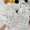 Pijama de Alta Qualidade Estilo Coreano com Laço para Mulheres, Conjunto de Três Peças de Manga Curta para Verão, Roupas de Casa, Para Meninas Doces, Fotos Reais Atacado