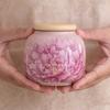 Latas de té de horno Pink Ru, abiertas, selladas, de cerámica, portátiles, estilo nacional, con tapa de bambú de peonía, tamaño pequeño.
