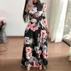 WISH Amazon Otoño 2025 Nuevo Vestido Largo de Manga Corta con Estampado Floral Estilo Europeo y Americano para Mujer