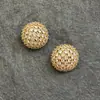 Brincos Meia Esfera Bordados com Pedras Estrela e Flores, Design Exclusivo, Luxo de Alto Padrão, Versátil, Artesanato Robusto, Brincos de Tarraxa com Zircônia para Mulheres
