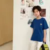 Estilo versátil multicolor de verano~Camiseta básica esencial de algodón puro cómoda de manga corta para niños y niñas, camiseta interior transpirable para niños mayores, moderna