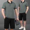 Traje Esportivo de Verão com Manga Curta e Shorts para Homens de Meia-Idade e Idosos, Casual para Corrida, Roupa Esportiva, Roupa de Verão de Seda Gelada para Pai
