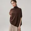Chaleco de punto sin mangas estilo murciélago con cuello medio alto floral para mujer de otoño e invierno, chaleco de punto holgado, cálido y adelgazante