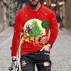 Camiseta transfronteriza 2024 Hip hop europeo y americano Papá Noel impresión digital 3D camiseta de manga larga para hombre top de calle