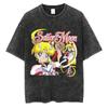 Camiseta Algodón Hombre Mujer Vintage Estampado Anime Japón Oversized
