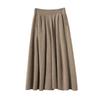 2024 Outono e Inverno Cashmere Midi Saia de malha Saia plissada feminina Solta Emagrecimento A- linha Base Saia de lã