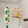 Brinquedo para Papagaio Contas de Madeira Coloridas Bola de Rattan Balanço Tronco Natural Poste de Suporte para Papagaio Suporte para Pássaro Pendurado Morder Brinquedo para Pássaro