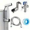 Válvula Angular de Aço Inoxidável Transfronteiriça Uma Entrada Duas Saídas Alta Pressão Banheiro Vaso Sanitário Pistola de Pulverização Bidet Duplo Controle Duplo Uso Conjunto