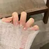 Unhas vestíveis premium feitas à mão com efeito iluminador estilo coreano gatinho minimalista, unhas postiças de comprimento médio-longo de alta qualidade